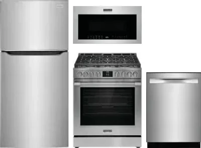 4 Piece Package Includes Refrigerator, Range, Microwave And Dishwasher
