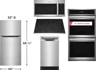 5 Piece Package Includes Refrigerator, Cooktop, Wall Oven, Microwave And Dishwasher