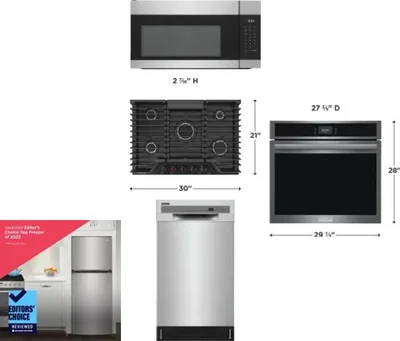 5 Piece Package Includes Refrigerator, Cooktop, Wall Oven, Microwave And Dishwasher