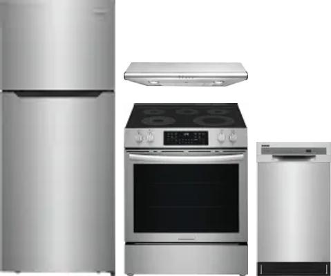 4 Piece Package Includes Refrigerator, Range, Hood And Dishwasher