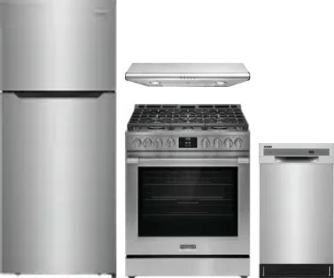 4 Piece Package Includes Refrigerator, Range, Hood And Dishwasher