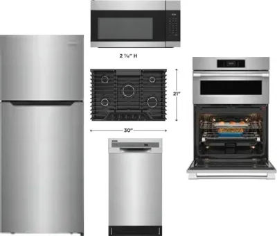 5 Piece Package Includes Refrigerator, Cooktop, Wall Oven, Microwave And Dishwasher