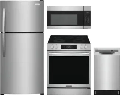 4 Piece Package Includes Refrigerator, Range, Microwave And Dishwasher