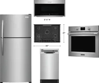 5 Piece Package Includes Refrigerator, Cooktop, Wall Oven, Microwave And Dishwasher