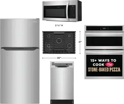 5 Piece Package Includes Refrigerator, Cooktop, Wall Oven, Microwave And Dishwasher