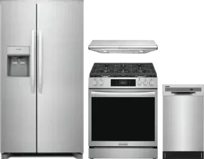 4 Piece Package Includes Refrigerator, Range, Hood And Dishwasher