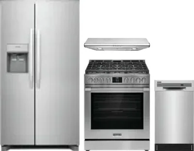 4 Piece Package Includes Refrigerator, Range, Hood And Dishwasher