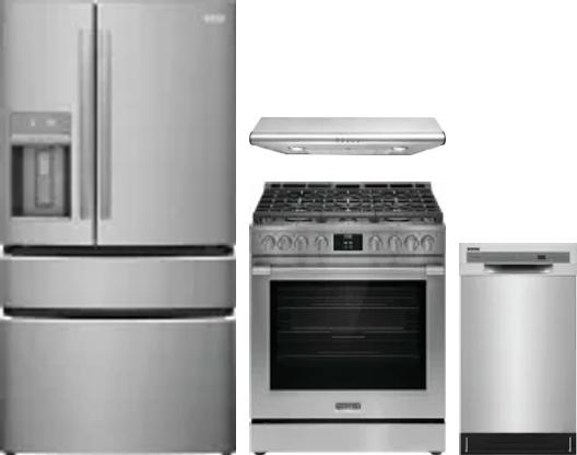 4 Piece Package Includes Refrigerator, Range, Hood And Dishwasher