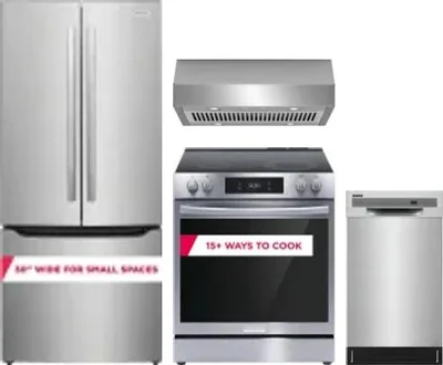 4 Piece Package Includes Refrigerator, Range, Hood And Dishwasher