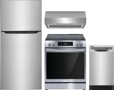 4 Piece Package Includes Refrigerator, Range, Hood And Dishwasher