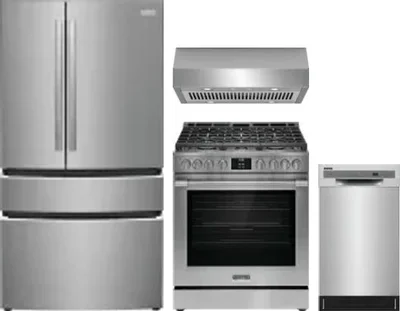 4 Piece Package Includes Refrigerator, Range, Hood And Dishwasher