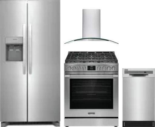 4 Piece Package Includes Refrigerator, Range, Hood And Dishwasher