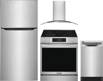 4 Piece Package Includes Refrigerator, Range, Hood And Dishwasher