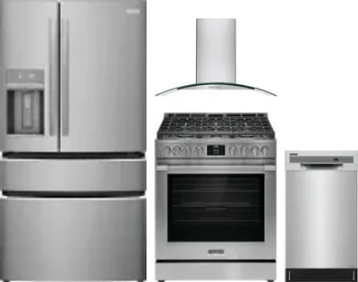 4 Piece Package Includes Refrigerator, Range, Hood And Dishwasher