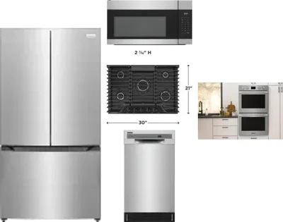 5 Piece Package Includes Refrigerator, Cooktop, Wall Oven, Microwave And Dishwasher