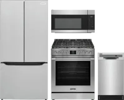 4 Piece Package Includes Refrigerator, Range, Microwave And Dishwasher
