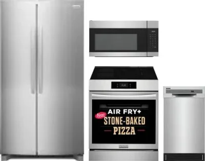 4 Piece Package Includes Refrigerator, Range, Microwave And Dishwasher