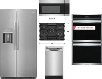 5 Piece Package Includes Refrigerator, Cooktop, Wall Oven, Microwave And Dishwasher