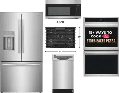 5 Piece Package Includes Refrigerator, Cooktop, Wall Oven, Microwave And Dishwasher