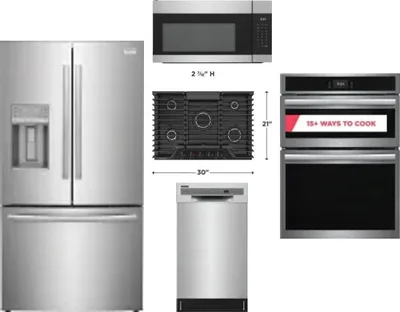 5 Piece Package Includes Refrigerator, Cooktop, Wall Oven, Microwave And Dishwasher