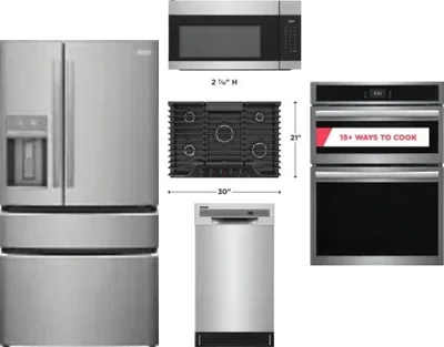 5 Piece Package Includes Refrigerator, Cooktop, Wall Oven, Microwave And Dishwasher