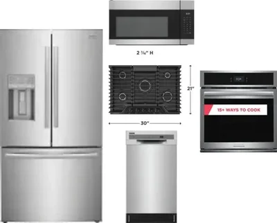 5 Piece Package Includes Refrigerator, Cooktop, Wall Oven, Microwave And Dishwasher