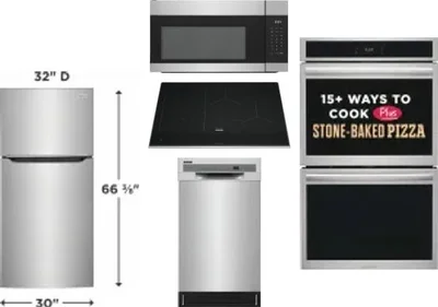 5 Piece Package Includes Refrigerator, Cooktop, Wall Oven, Microwave And Dishwasher