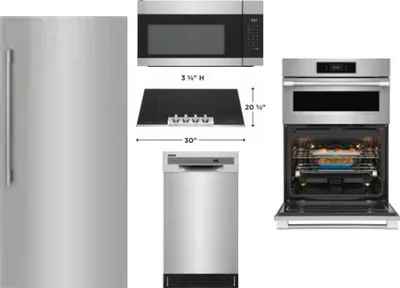 5 Piece Package Includes Refrigerator, Cooktop, Wall Oven, Microwave And Dishwasher