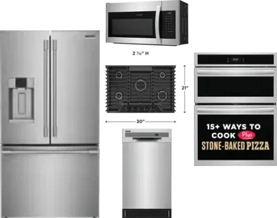 5 Piece Package Includes Refrigerator, Cooktop, Wall Oven, Microwave And Dishwasher