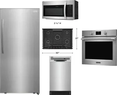 5 Piece Package Includes Refrigerator, Cooktop, Wall Oven, Microwave And Dishwasher