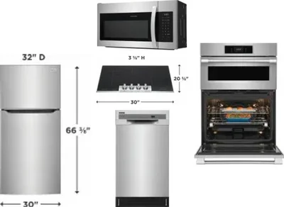 5 Piece Package Includes Refrigerator, Cooktop, Wall Oven, Microwave And Dishwasher