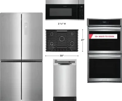 5 Piece Package Includes Refrigerator, Cooktop, Wall Oven, Microwave And Dishwasher