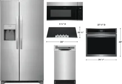 5 Piece Package Includes Refrigerator, Cooktop, Wall Oven, Microwave And Dishwasher