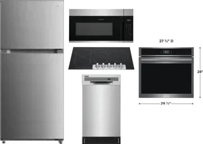 5 Piece Package Includes Refrigerator, Cooktop, Wall Oven, Microwave And Dishwasher