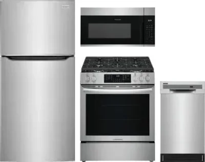 4 Piece Package Includes Refrigerator, Range, Microwave And Dishwasher