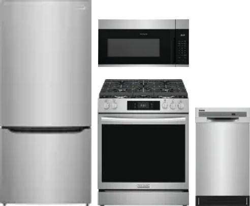 4 Piece Package Includes Refrigerator, Range, Microwave And Dishwasher