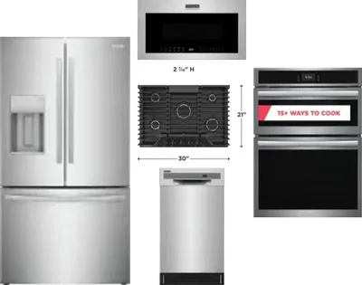5 Piece Package Includes Refrigerator, Cooktop, Wall Oven, Microwave And Dishwasher
