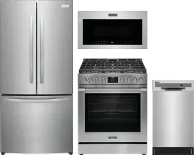 4 Piece Package Includes Refrigerator, Range, Microwave And Dishwasher