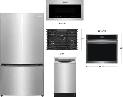 5 Piece Package Includes Refrigerator, Cooktop, Wall Oven, Microwave And Dishwasher