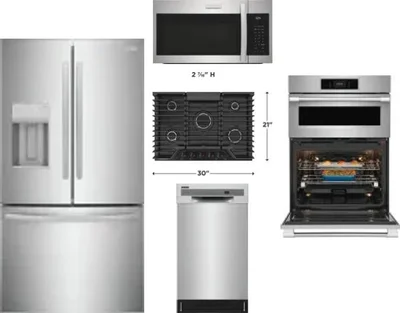 5 Piece Package Includes Refrigerator, Cooktop, Wall Oven, Microwave And Dishwasher