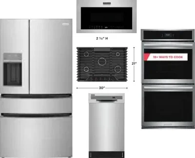 5 Piece Package Includes Refrigerator, Cooktop, Wall Oven, Microwave And Dishwasher