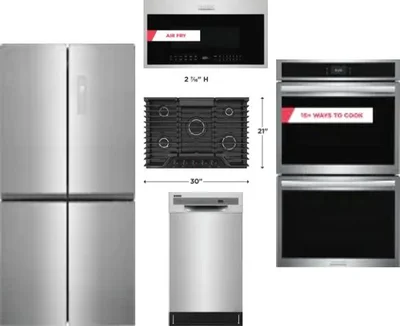 5 Piece Package Includes Refrigerator, Cooktop, Wall Oven, Microwave And Dishwasher