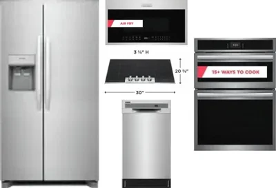 5 Piece Package Includes Refrigerator, Cooktop, Wall Oven, Microwave And Dishwasher