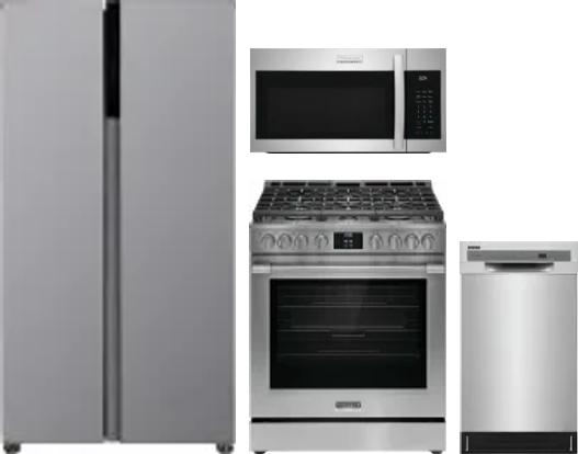 4 Piece Package Includes Refrigerator, Range, Microwave And Dishwasher