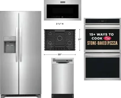 5 Piece Package Includes Refrigerator, Cooktop, Wall Oven, Microwave And Dishwasher