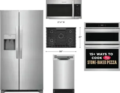 5 Piece Package Includes Refrigerator, Cooktop, Wall Oven, Microwave And Dishwasher