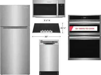 5 Piece Package Includes Refrigerator, Cooktop, Wall Oven, Microwave And Dishwasher