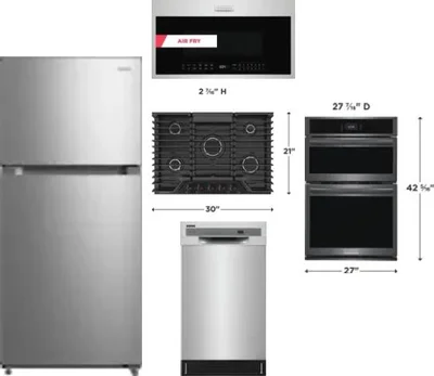5 Piece Package Includes Refrigerator, Cooktop, Wall Oven, Microwave And Dishwasher