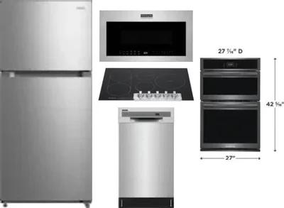 5 Piece Package Includes Refrigerator, Cooktop, Wall Oven, Microwave And Dishwasher