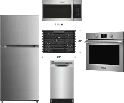 5 Piece Package Includes Refrigerator, Cooktop, Wall Oven, Microwave And Dishwasher
